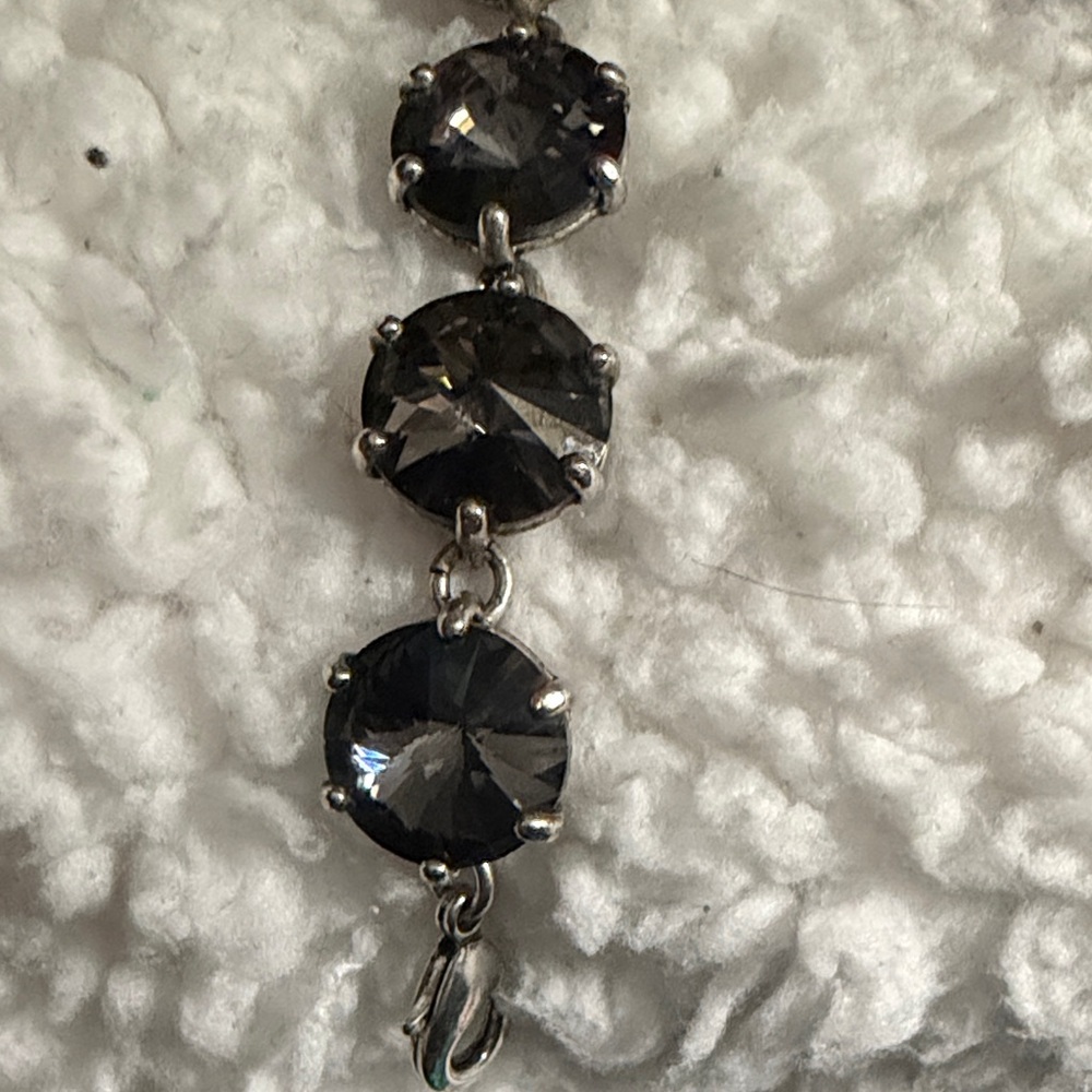 Stella & Dot Silver and Black Crystal Bracelet - Picture 4 of 13